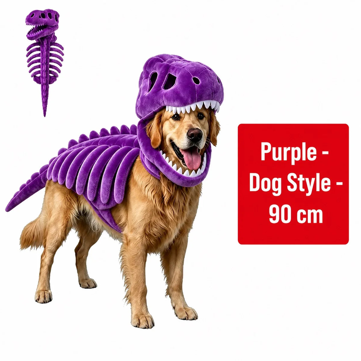 Halloween Dinosaur Skeleton Pet Costume | Plush Over-the-Head Cosplay for Dogs & Cats