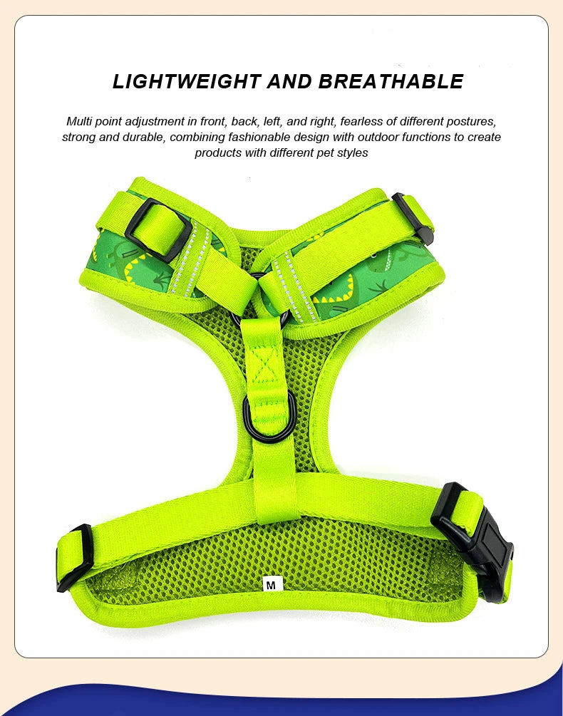 Custom Neoprene Waterproof Padded Mesh Designer Pet Bandana Neck Collar Lead Set Dog Harness Leash