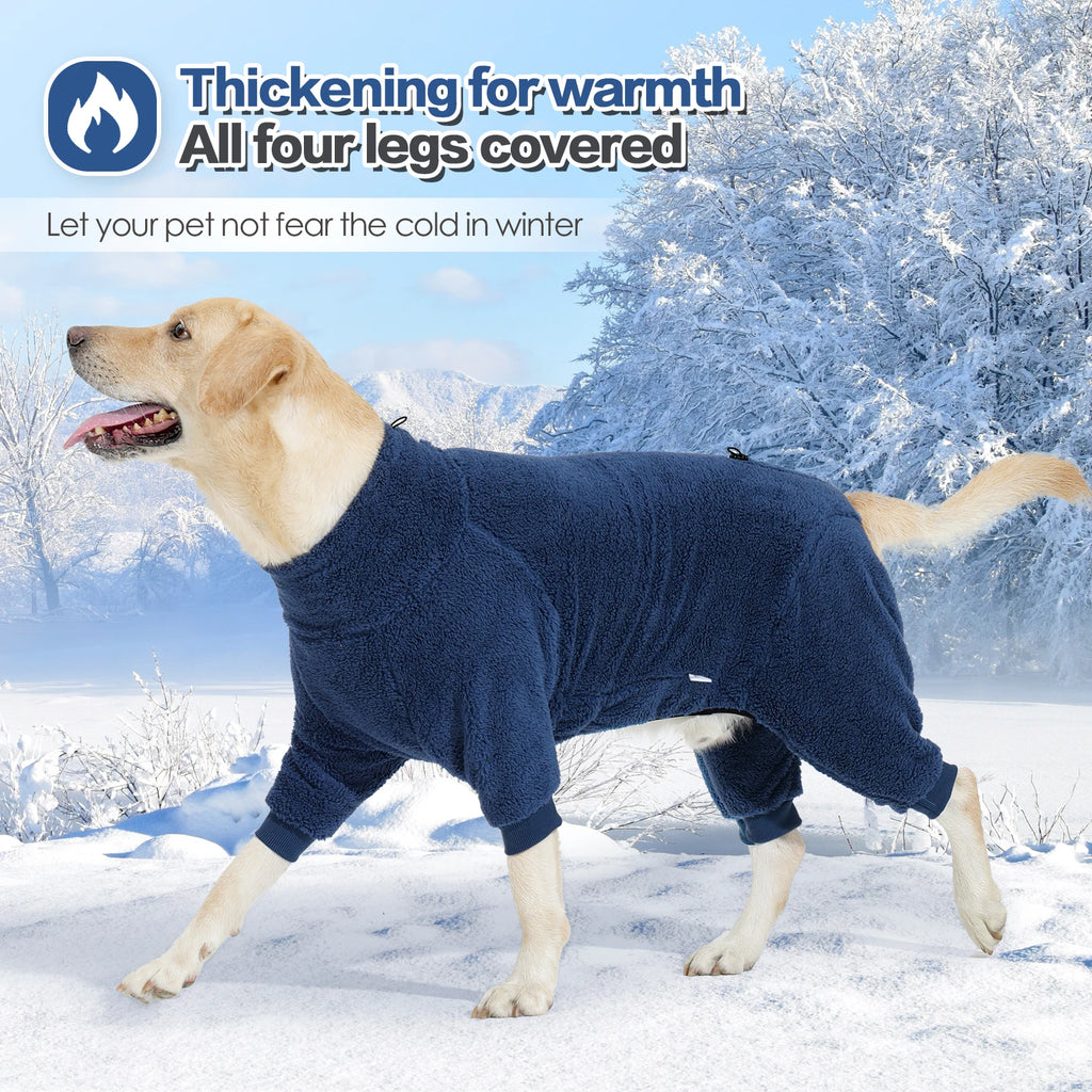 Dog Winter Coat Soft Pullover Pajamas, Warm Dog Cold Weather Coats Fleece Coat, Cozy Winter Jacket Windproof Fullbody Jumpsuit
