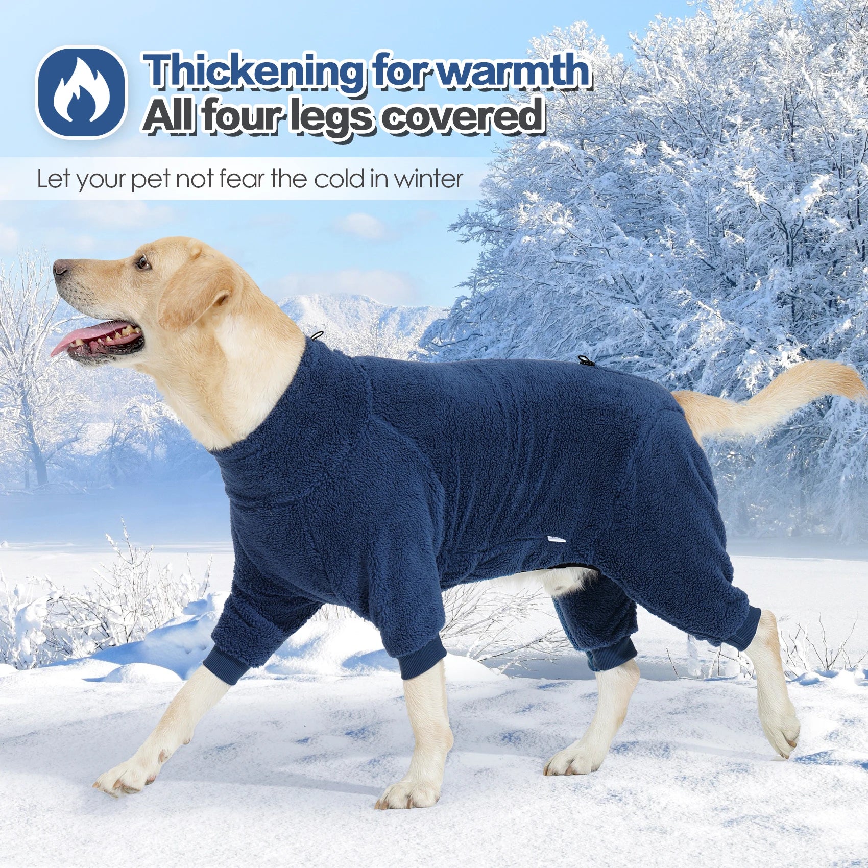 Dog Winter Coat Soft Pullover Pajamas, Warm Dog Cold Weather Coats Fleece Coat, Cozy Winter Jacket Windproof Fullbody Jumpsuit