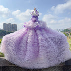 Fine Handmade Pet Dog Clothes Fashion Luxury Lace Flower Long Tail Cake Dresses For Small Medium Dog Wine Red Purple Puppy Dress Fashioned Furbabies