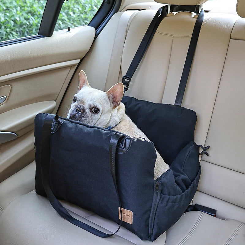 Dog Car Seat Bed for Small Dogs Inflatable Washable Dog Booster with Safety Leash Portable Pet Travel Bag Waterproof Soft Bed Fashioned Furbabies