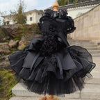 Fine Luxury Pet Dog Clothes Fashion High-end Handmade Cotton Lace Bow Princess Dress For Small Medium Dog Chihuahua Puppy Skirts 2 pieces Fashioned Furbabies