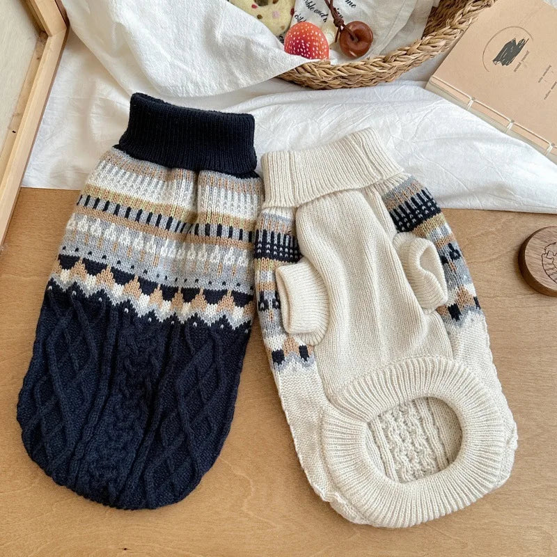Striped Knit Dog Sweater — Cozy Winter Pullover for Small Dogs & Puppies | XS–XL