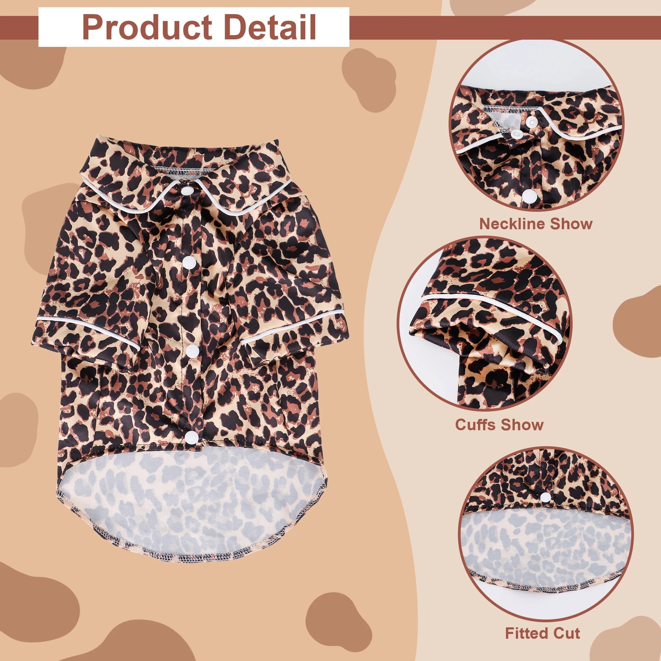 Pet Dog pajamas Clothes - Cute Adorable Leopard & Bee & Cow Print, Lightweight Cozy Soft Homewear Outfit Pet Wear Clothes Fashioned Furbabies