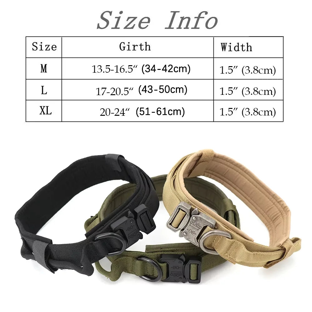 Tactical Dog Collar with Control Handle — 1000D Nylon, Double Closure & D-Ring | Collar Only or Collar & Leash Set | M–XL