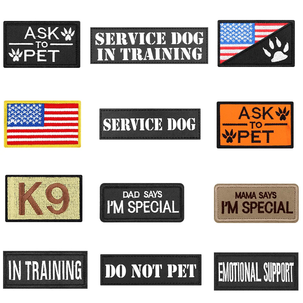 Embroidered Service Dog Patch — Removable Velcro ID Tag for Dog Vests, Harnesses & Tactical Gear