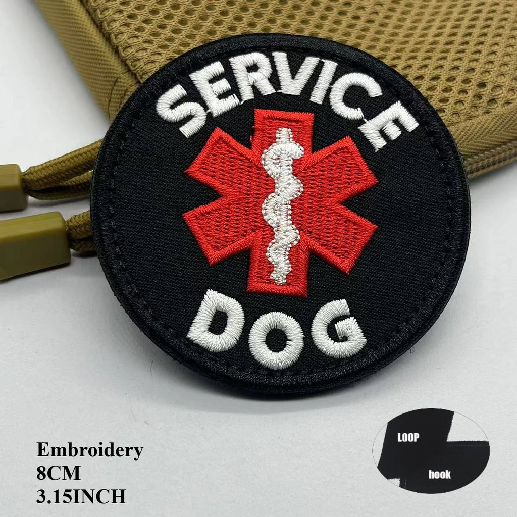 Service Dog & Therapy Dog Embroidered Velcro Patches — Do Not Pet, In Training, Rescue & Guide Dog Badge
