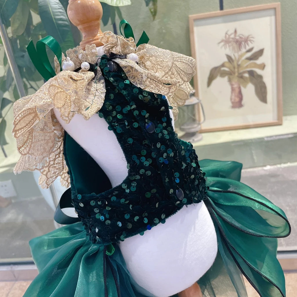 Retro Luxury Princess Dress - Handmade for Small to Medium Dogs