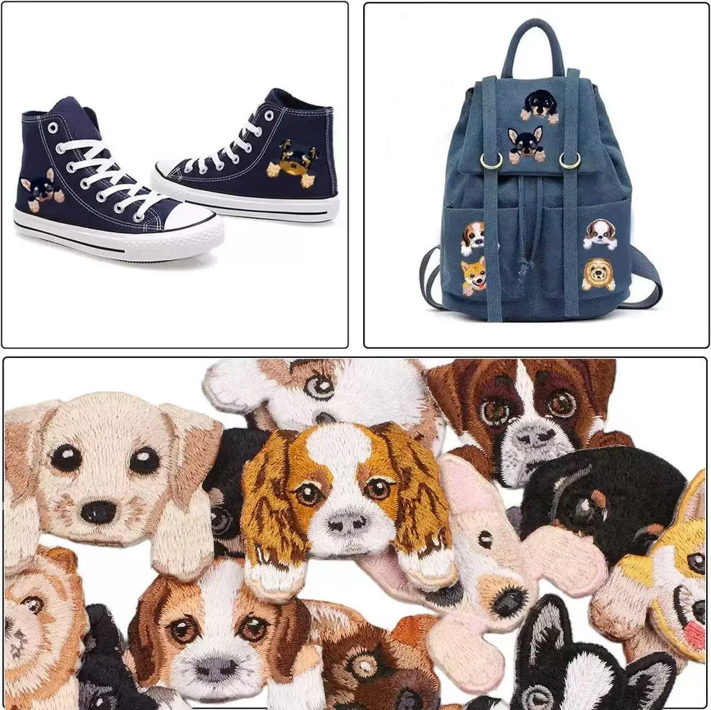 Embroidered Dog & Cat Iron-On Patches — DIY Pet Appliqués for Jackets, Bags & Clothing