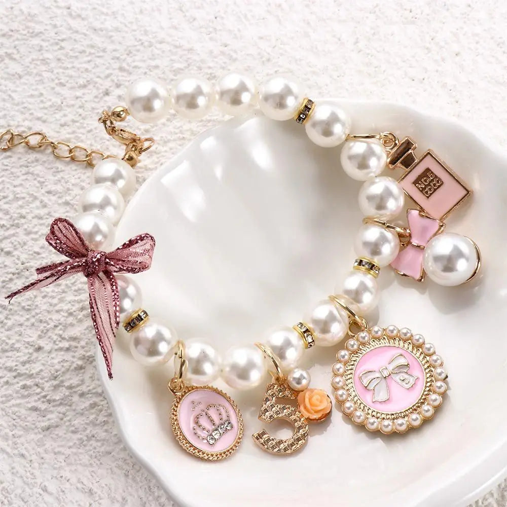 Pearl Bow Princess Dog & Cat Collar | Jeweled Necklace | S–L