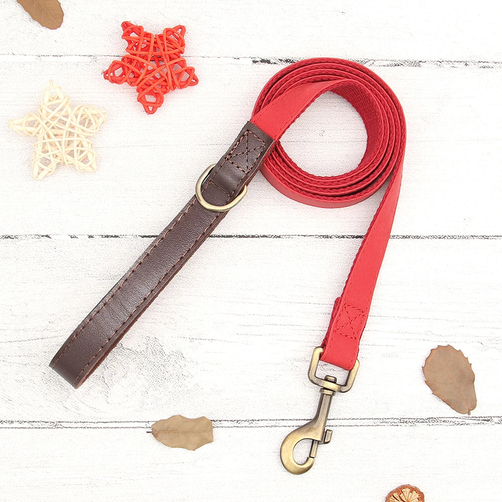 4.5ft Dog Pet Leash Rope 9 Colors PU leather Small Medium Large Dogs Nylon Padded Puppy Leashes Walking Leash Lead Ropes for Dog Fashioned Furbabies