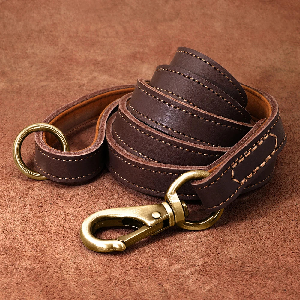 Real Leather Dog Leash Durable Medium Large Dog Lead Genuine Leather Walking Pet Leads Leash for Dogs German Shepherd Pitbull Fashioned Furbabies
