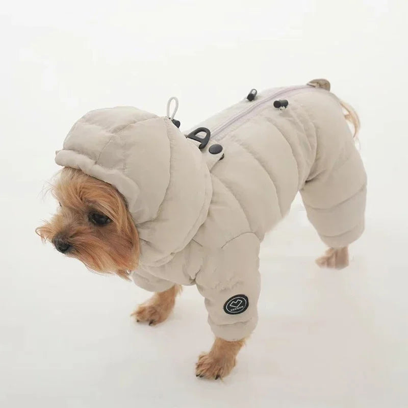 Korean Teddy Poodle Small Dog Pet Dog Winter Clothes Four Legged Coat Thick Down Cotton Jacket for Warmth and Cold Protection
