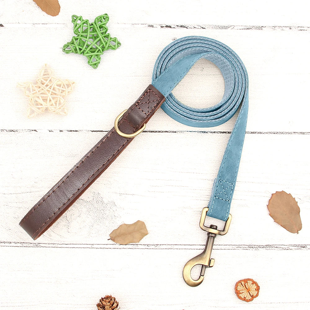 4.5ft Dog Pet Leash Rope 9 Colors PU leather Small Medium Large Dogs Nylon Padded Puppy Leashes Walking Leash Lead Ropes for Dog Fashioned Furbabies