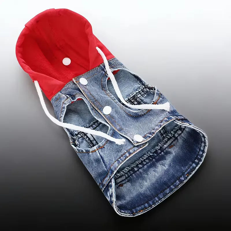 Denim Pet Clothes for Small Dogs Puppy Jeans Hoodie with Gray Cap Blue Denim Chihuahua Jacket 2026 New Designer Cowboy Shirt