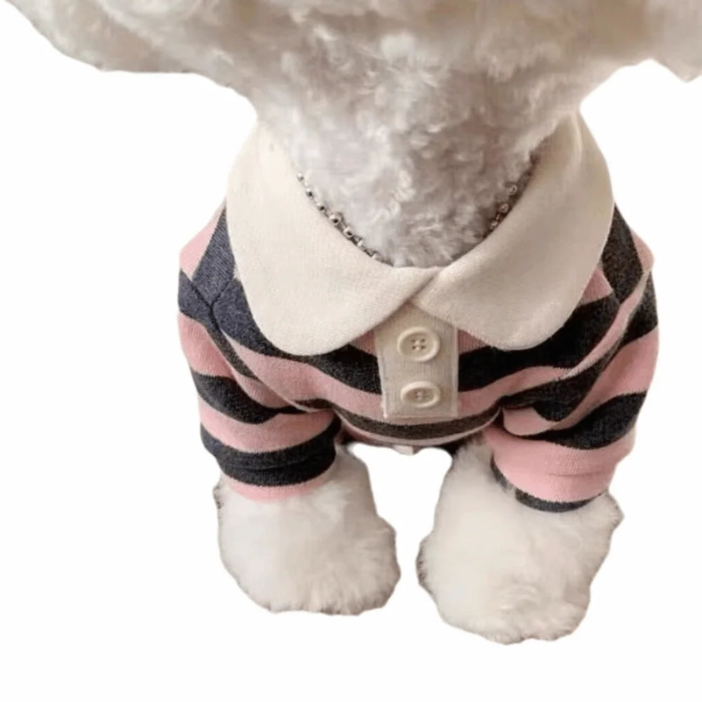 Striped Collared Dog Shirt & Breathable Cooling Vest — Soft Polyester T-Shirt for Small Dogs | XS–2XL