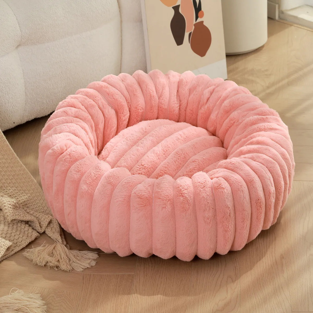 Round Pet Bed for Large Dog,  Winter Warm Cat Sofa Bed Washable Large Dog Bed All Seasons Available