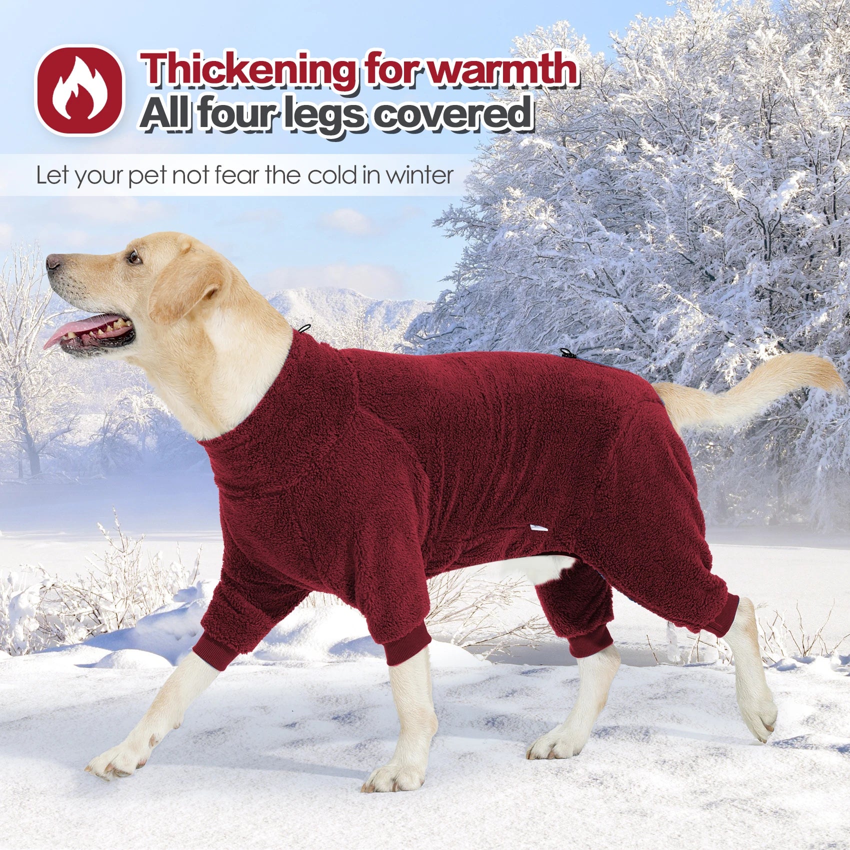Dog Winter Coat Soft Pullover Pajamas, Warm Dog Cold Weather Coats Fleece Coat, Cozy Winter Jacket Windproof Fullbody Jumpsuit