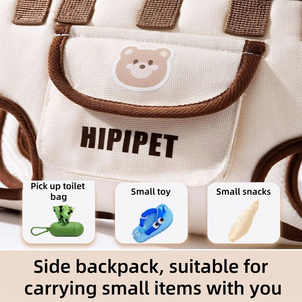 Convertible Breathable Hands-Free Pet Carrier Travel Bag with Harnesses Clip Adjustable Shoulder Handheld for Hiking Daily Use Fashioned Furbabies