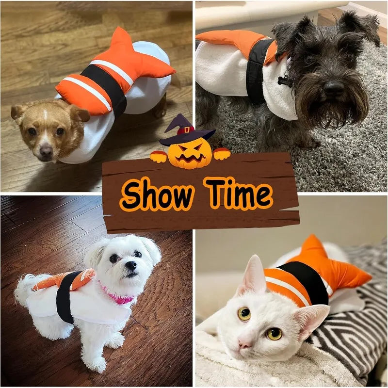 Halloween Sushi Dog Costume | Funny Shrimp Sushi Pet Outfit for Dogs & Cats S–XL