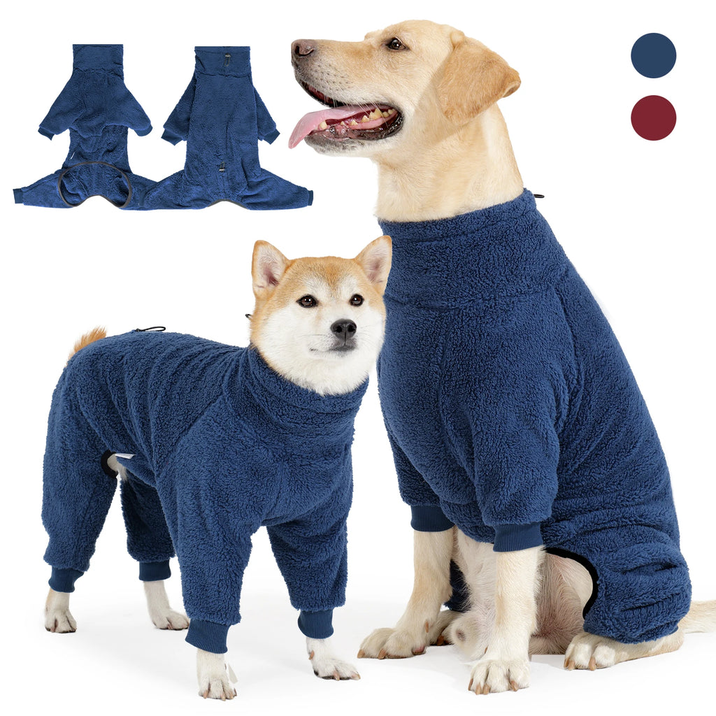 Dog Winter Coat Soft Pullover Pajamas, Warm Dog Cold Weather Coats Fleece Coat, Cozy Winter Jacket Windproof Fullbody Jumpsuit