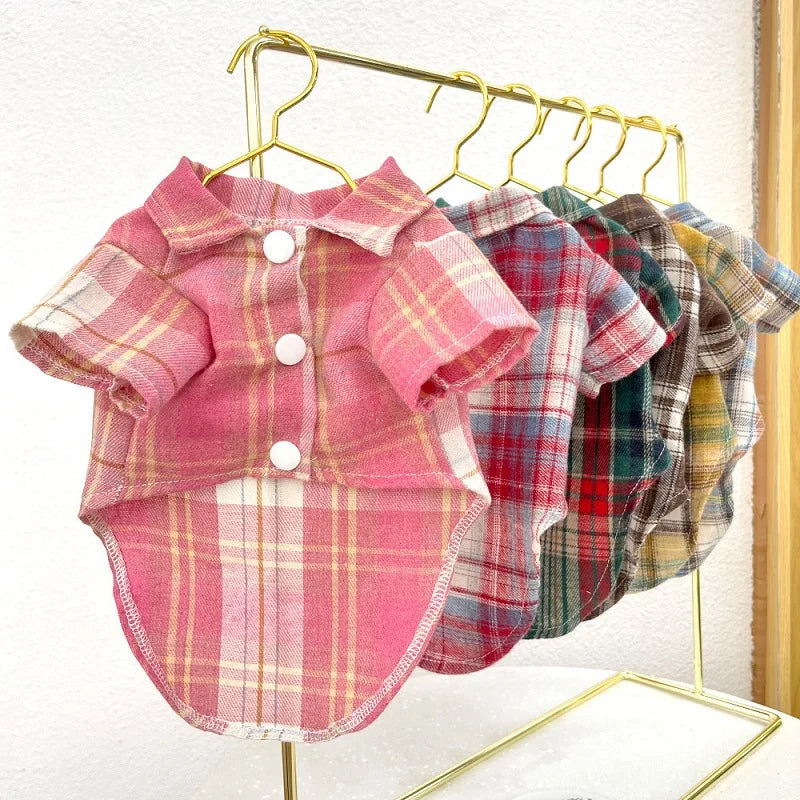 Pet Shirt for Small Large Dogs Classical Plaid Dog Clothes Breathable Puppy Coat Autumn Cat Shirt Fashion Pet Costumes Dog Vest