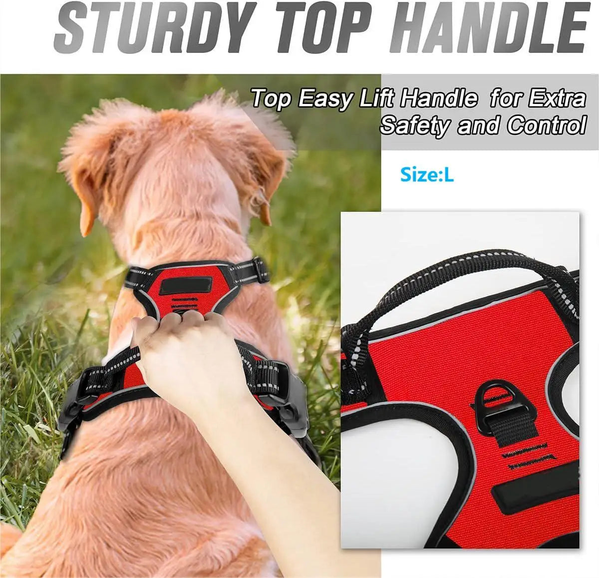 Adjustable No-Pull Dog Harness — Front Clip, Reflective & Top Handle for Medium to Large Dogs | 8 Colors | S–XL