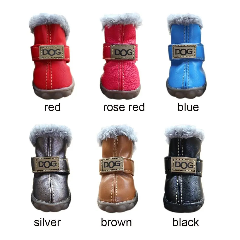 Dog Rainshoes, Snow Boots Waterproof Soft Plush/PU Non Slip for 4Pcs/Set Chihuahua