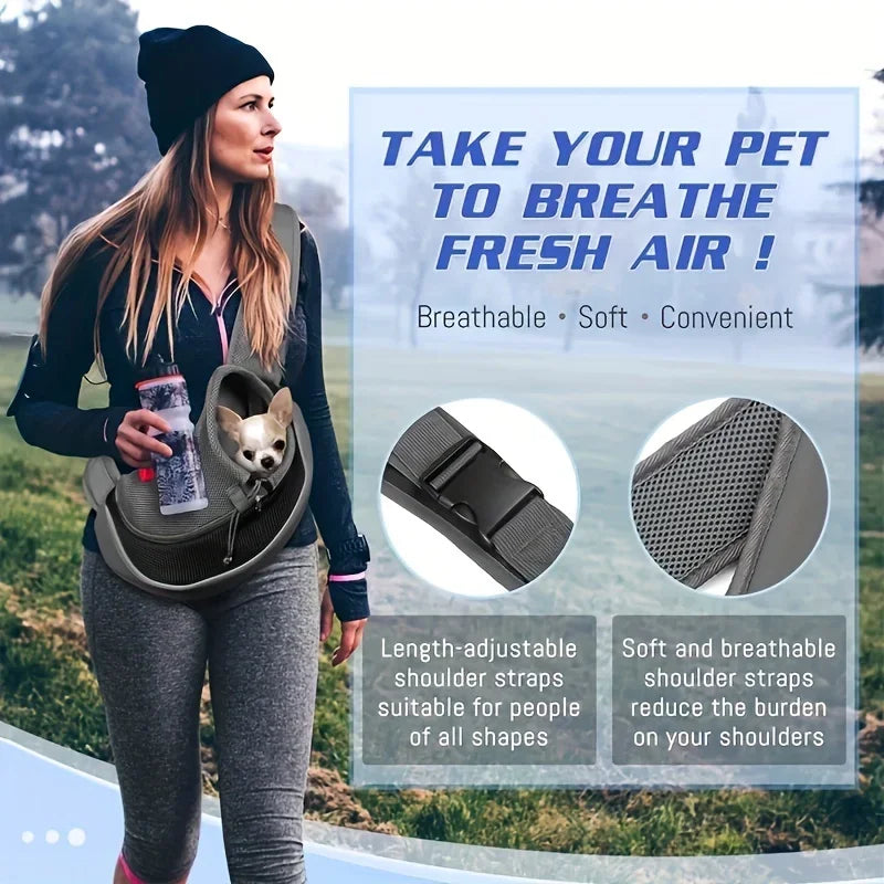 Dog Sling Carrier & Crossbody Bag — Breathable Mesh Pet Backpack for Small Dogs & Cats | Hiking & Travel