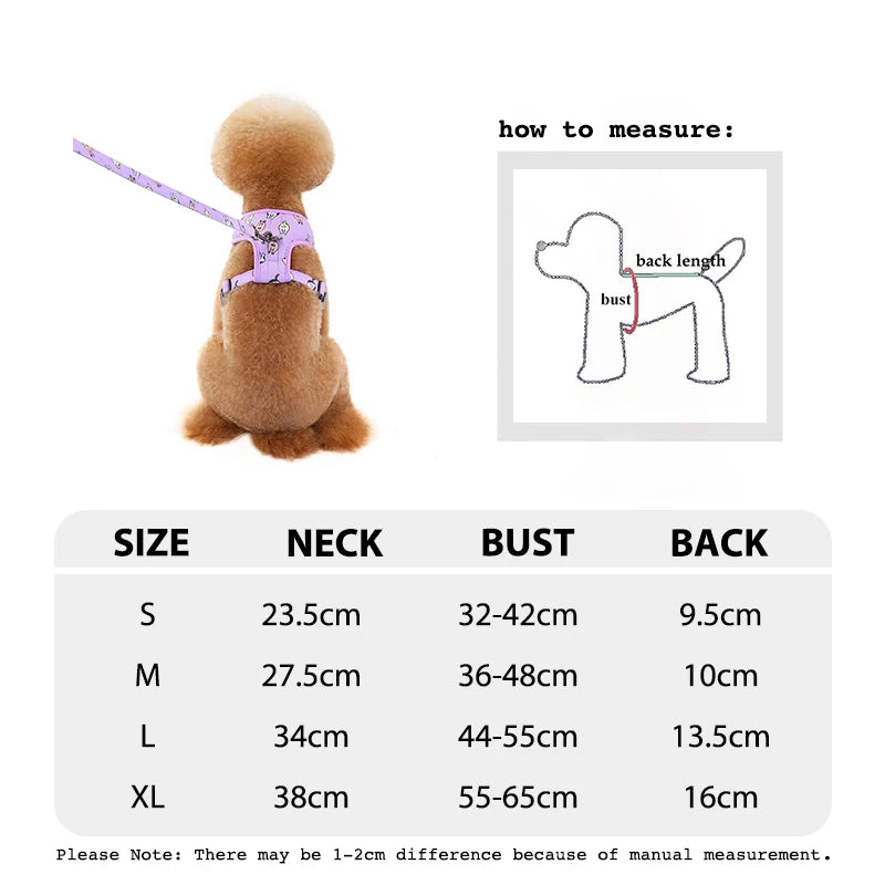 Dog Harness & Leash Set — Soft Vest with 47" Leash for Small & Medium Dogs | Lattice, Denim, Velvet & Print Styles