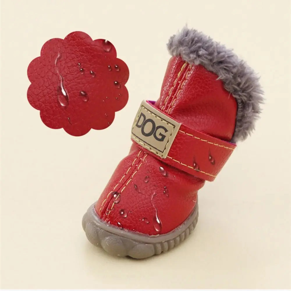 Dog Rainshoes, Snow Boots Waterproof Soft Plush/PU Non Slip for 4Pcs/Set Chihuahua