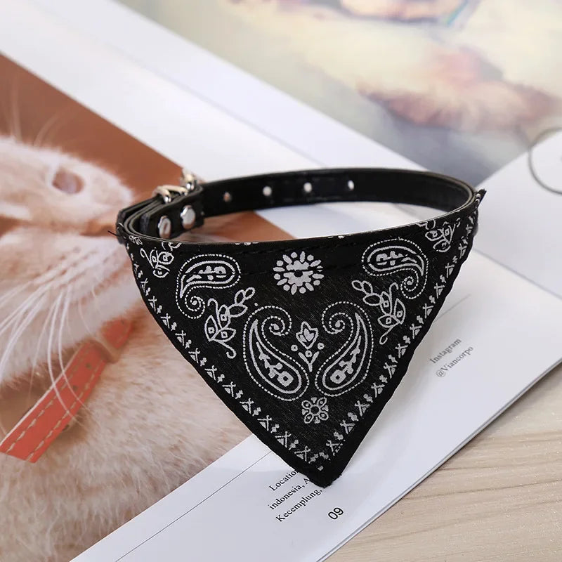 Dog & Cat Collar with Scarf | Adjustable PU Collar | XS–XL