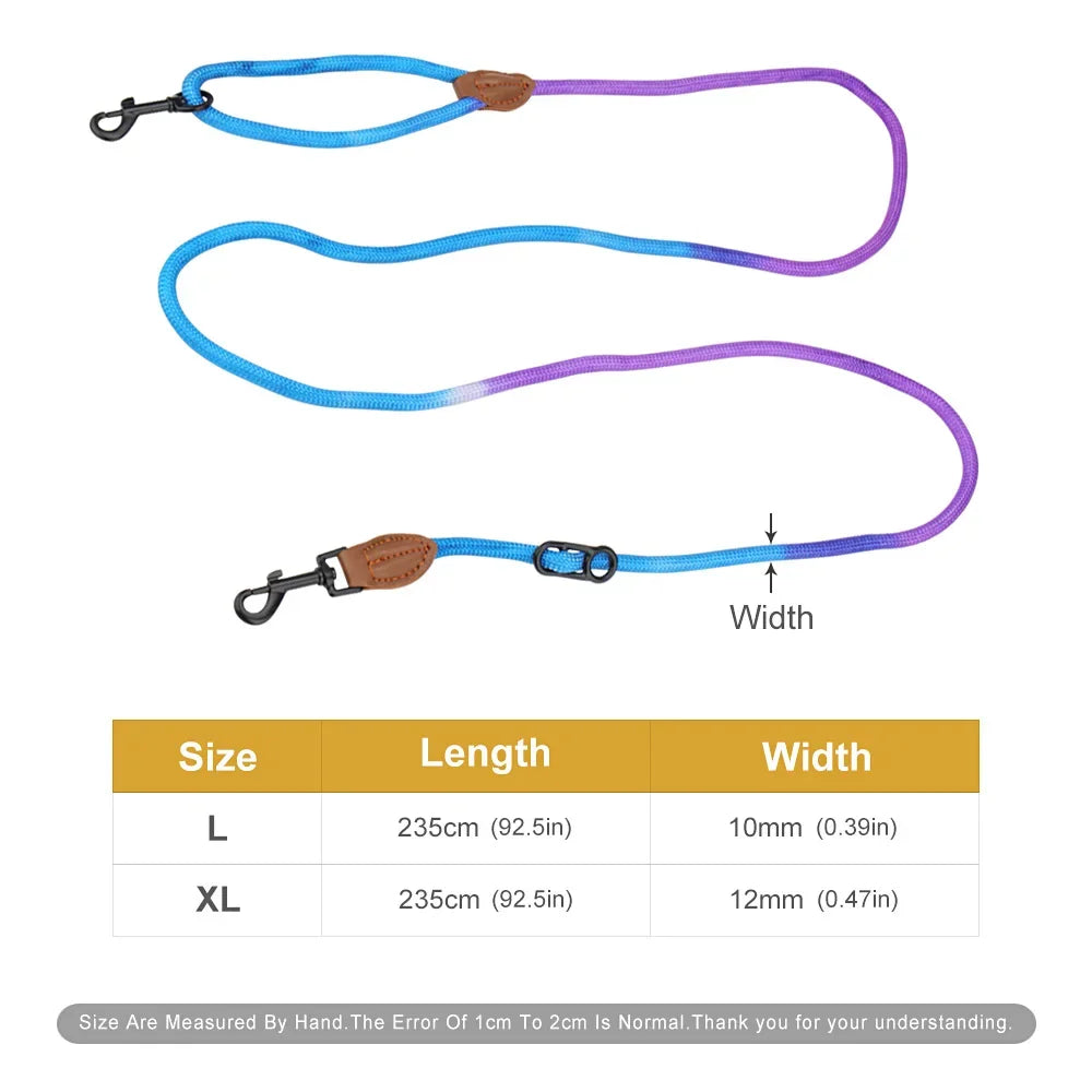 Hands-Free Crossbody Double Dog Leash — Adjustable Nylon Running & Walking Leash | 5 Prints | 92.5"