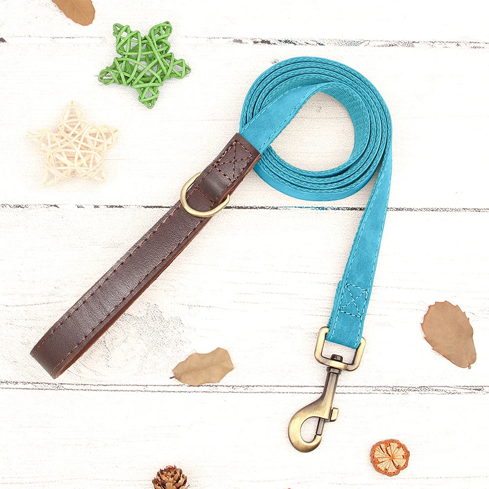 4.5ft Dog Pet Leash Rope 9 Colors PU leather Small Medium Large Dogs Nylon Padded Puppy Leashes Walking Leash Lead Ropes for Dog Fashioned Furbabies