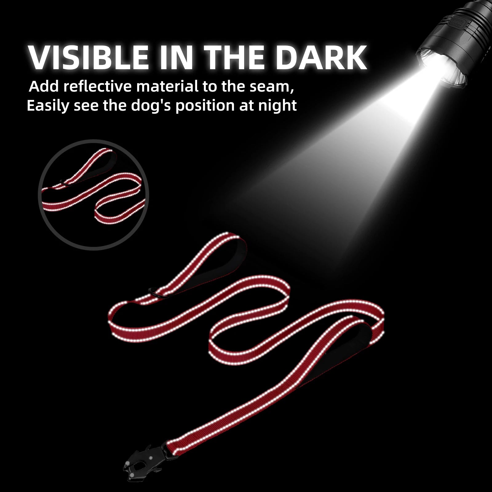 Soft Padded 2 Handle & Auto Lock Frog Clip Outdoor dog leash