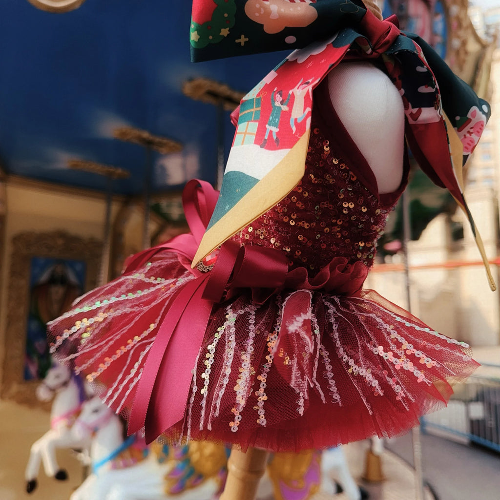 Sequin Crystal Bow Princess Dress - Holiday Luxury Gown