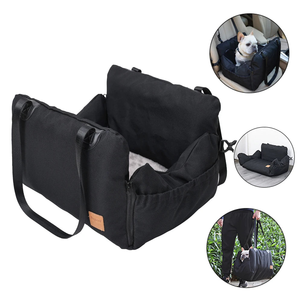 Dog Car Seat Bed for Small Dogs Inflatable Washable Dog Booster with Safety Leash Portable Pet Travel Bag Waterproof Soft Bed Fashioned Furbabies
