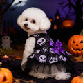 Halloween Puff Skirt for Dogs | Pumpkin & Skull Print Tutu Dress for Small & Medium Dogs S–XL