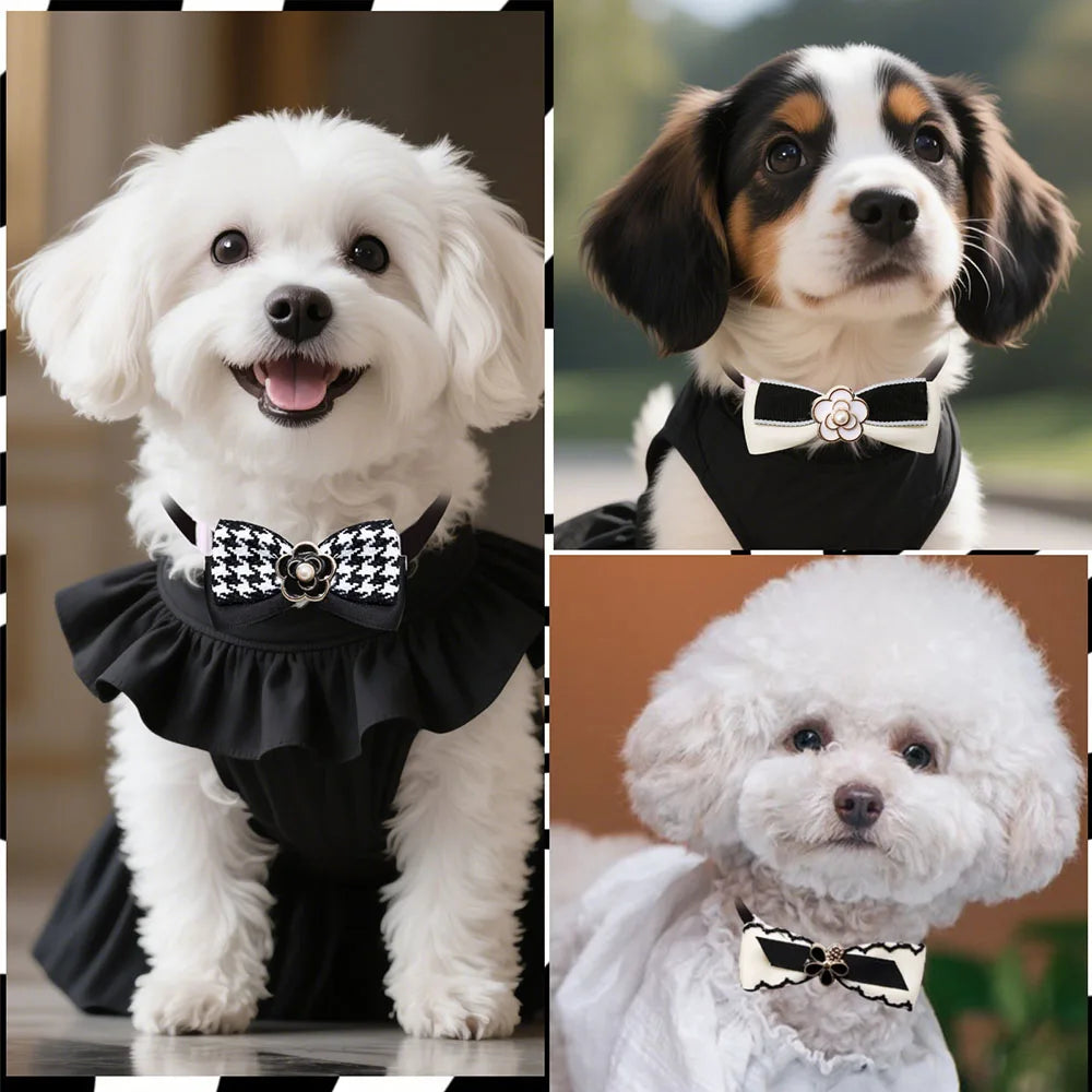 Luxury Pearl Dog Bow Ties | Set of 5 Adjustable Bowknots for Dogs