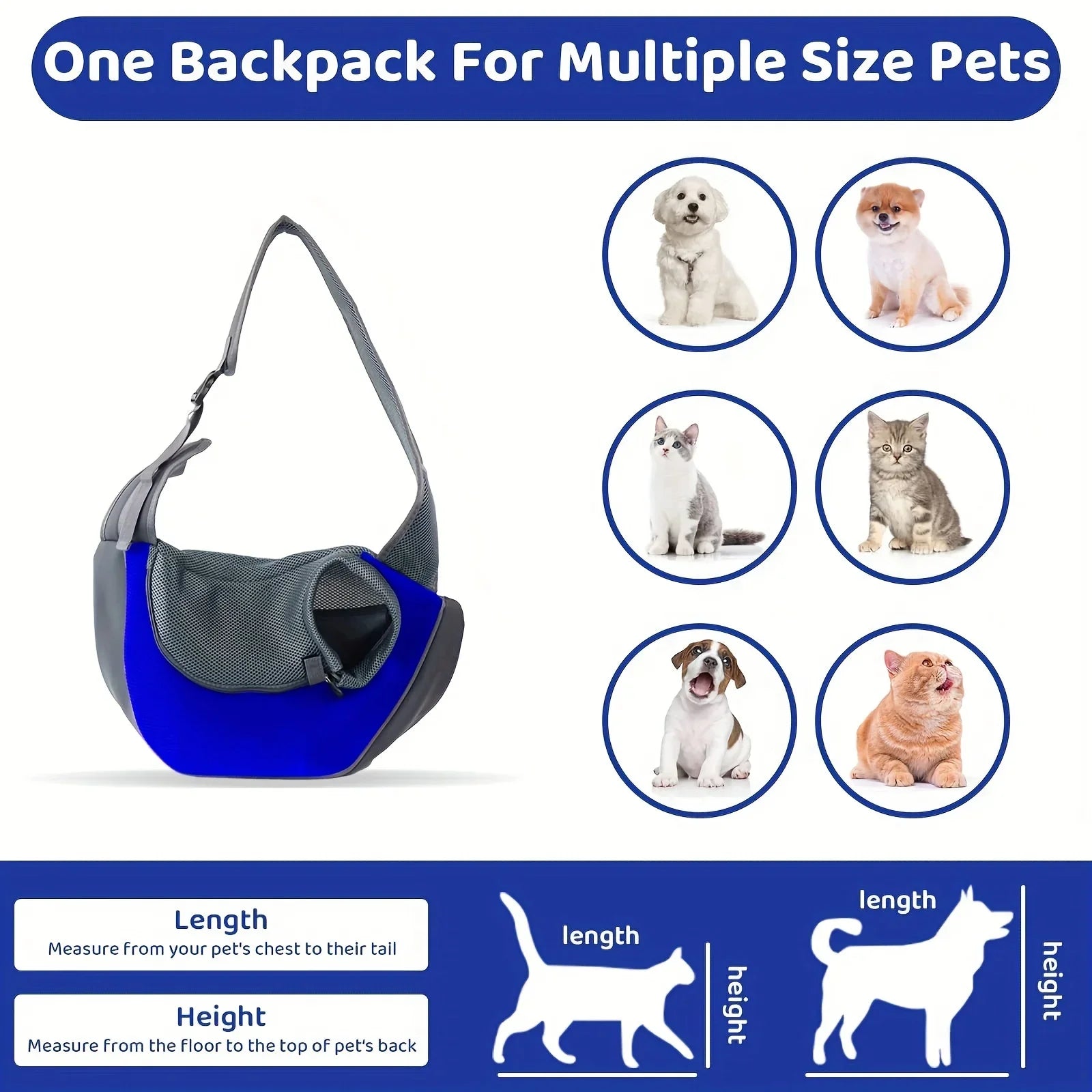 Dog Sling Carrier & Crossbody Bag — Breathable Mesh Pet Backpack for Small Dogs & Cats | Hiking & Travel