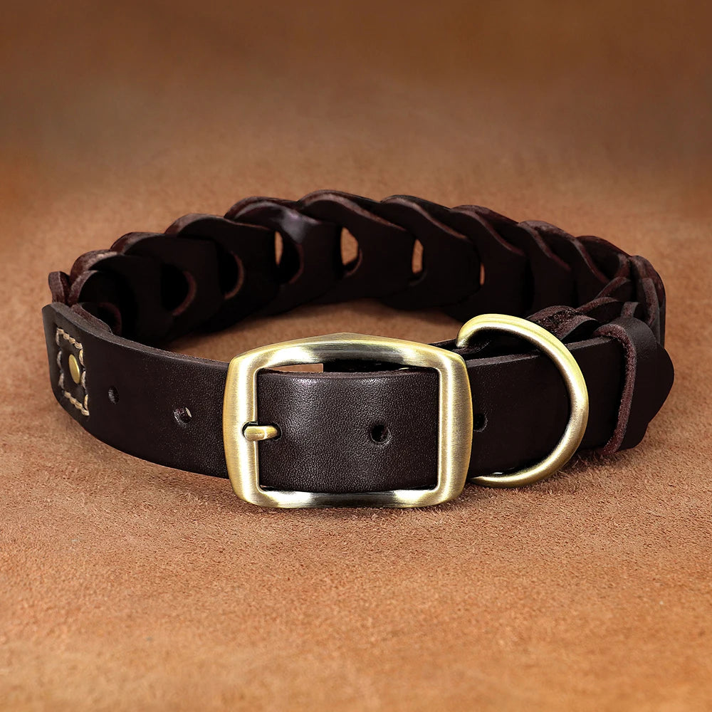 Cow Leather Dog Collar Genuine Leather Big Dog Collars Labrador Pet Collars Accessories for Medium Large Dogs German Shepherd Fashioned Furbabies