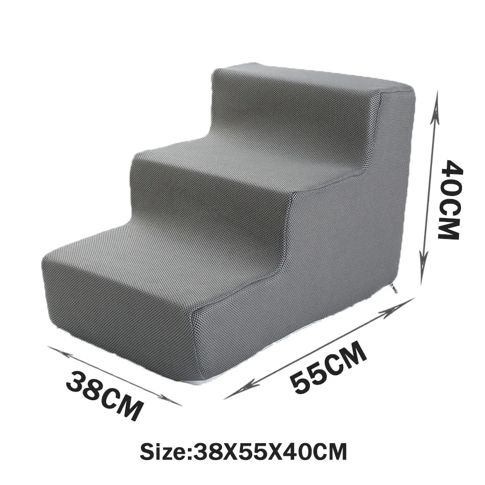 Pet Stairs & Dog Ramp — Detachable Sponge Steps for Dogs & Cats | 3-Step, Big 3-Step & 4-Step