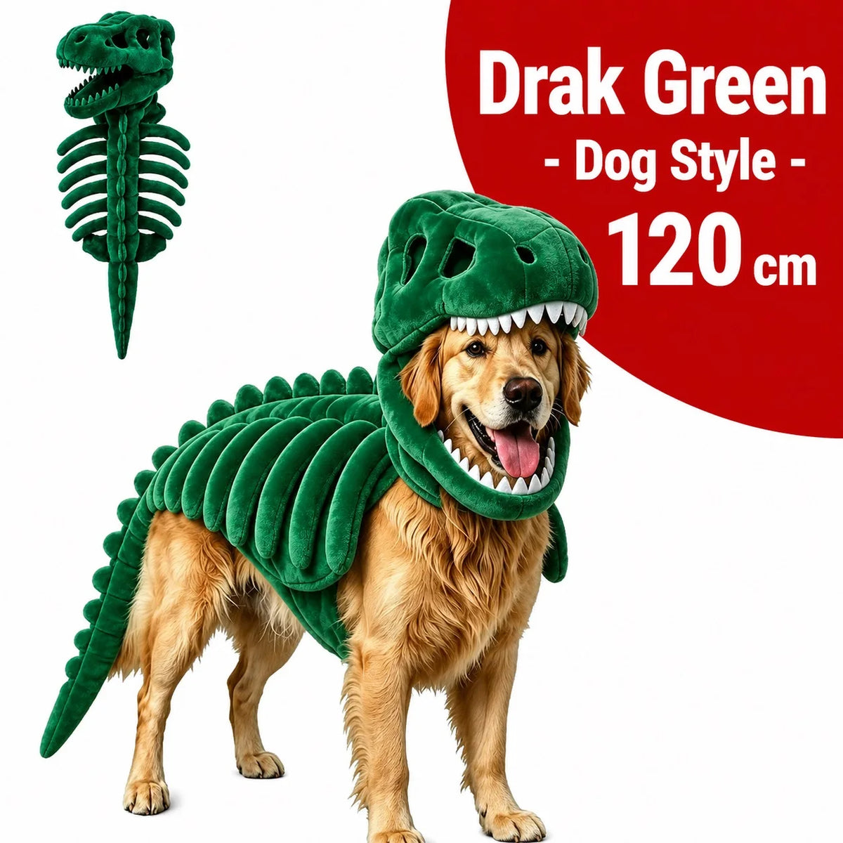 Halloween Dinosaur Skeleton Pet Costume | Plush Over-the-Head Cosplay for Dogs & Cats