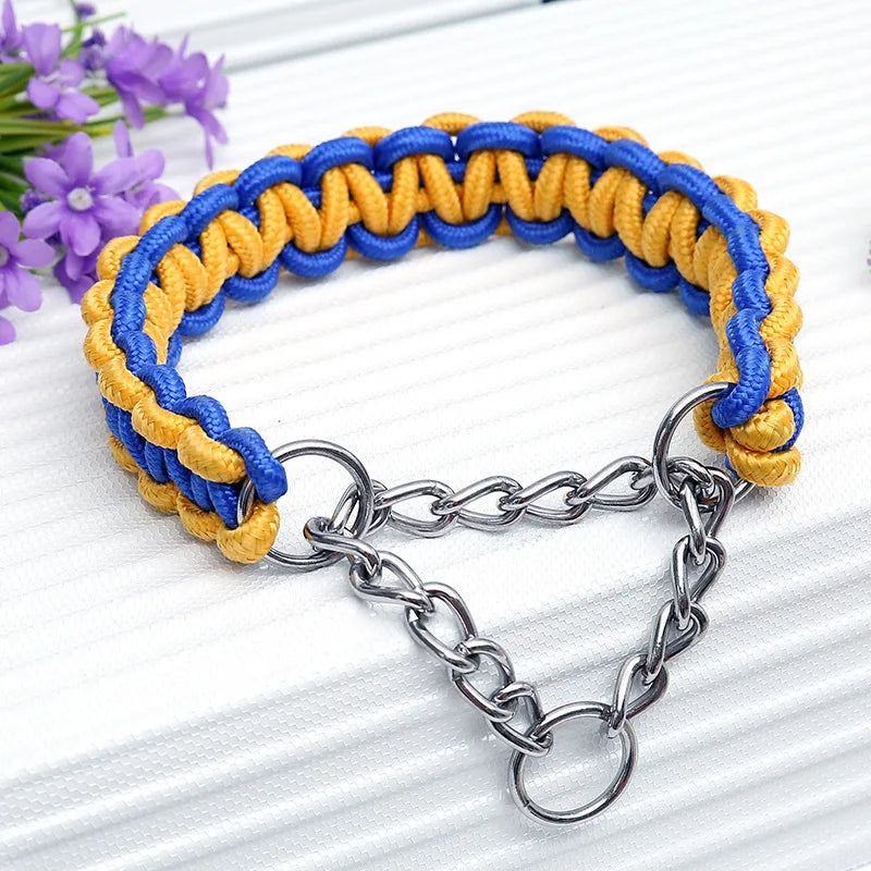Adjustable P-Chain Dog Collar — Nylon Quick-Release Collar for Small, Medium & Large Dogs | 6 Colors | S–XL