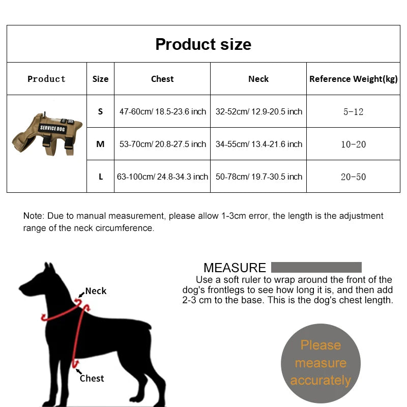 Service Dog Vest & No-Pull Harness with 4 Patches — Reflective, Padded Handle | S, M, L