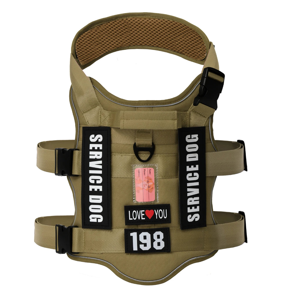 Service Dog Vest & No-Pull Harness with 4 Patches — Reflective, Padded Handle | S, M, L
