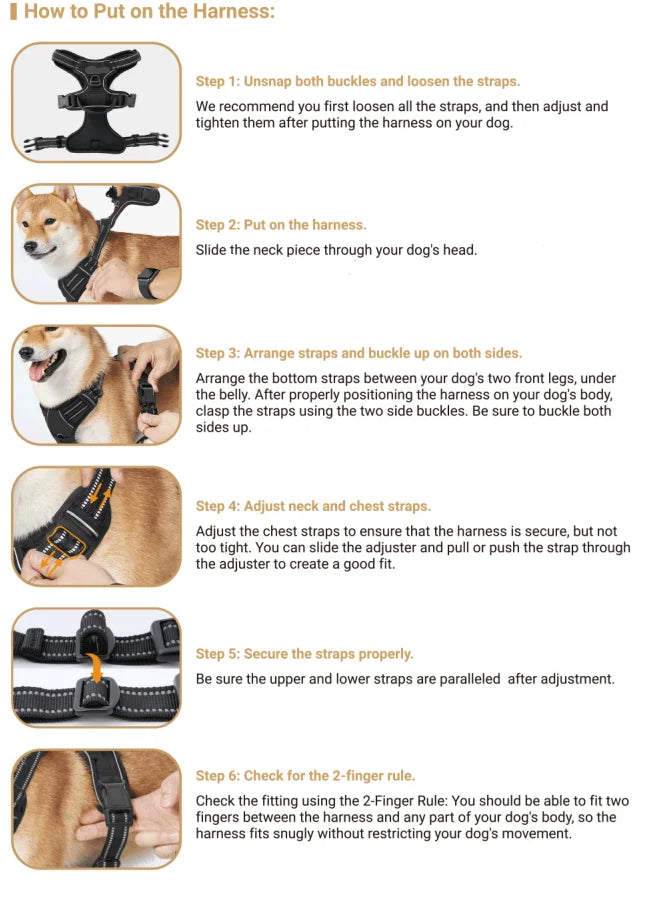 Adjustable No-Pull Dog Harness — Front Clip, Reflective & Top Handle for Medium to Large Dogs | 8 Colors | S–XL