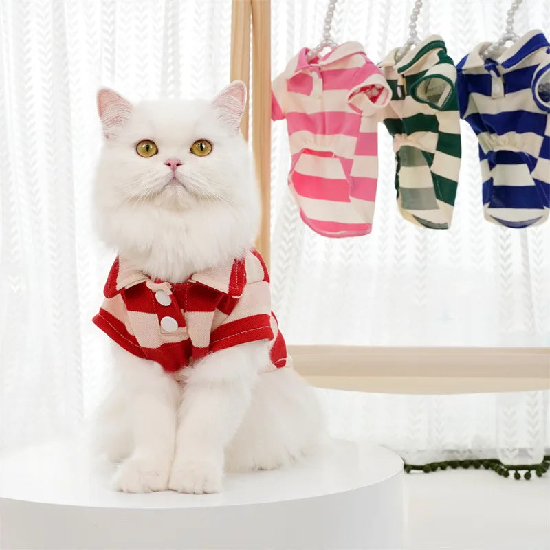 Lightweight Striped Dog Polo Shirt