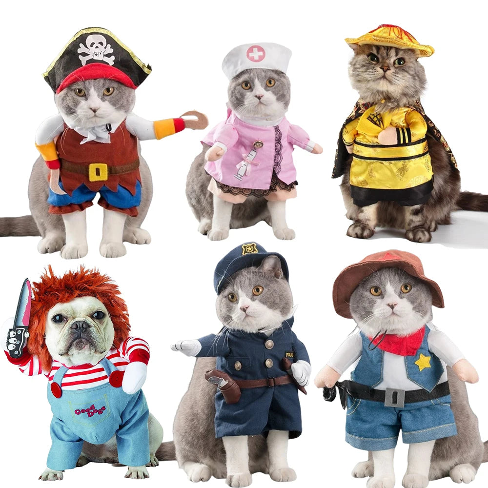 Halloween Dog & Cat Costume Set | Funny Adjustable Cosplay Outfit for Small Dogs & Cats